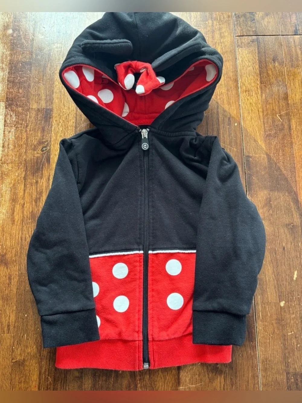 Disney Minnie Mouse Black and Red 2-in-1 Plushie and Hooded Zipper Jacket
